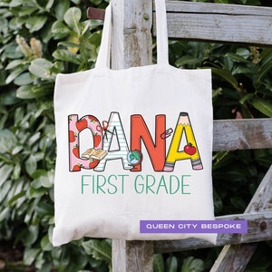 Sac fourre-tout avec nom pour enfant, cartable personnalisé pour la rentrée des classes, sac à collation personnalisé, cartable prénom personnalisé, cadeau de rentrée scolaire, sac de bibliothèque