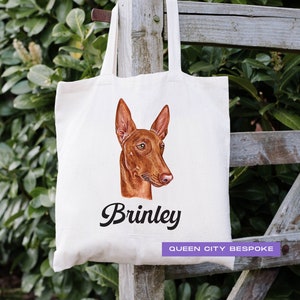 Personalized Dog Toy Bag, Custom Doggy Daycare Tote Bag, Dog Boarding Bag, Personalized Pet Tote Bag, Pharoah Hound Personalized Dog Bag