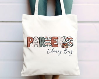Personalized Canvas Library Tote Bag: Book Club Gift