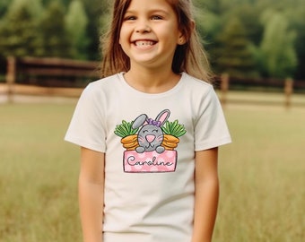 Personalized Girls Easter Bunny T-Shirt: Toddler Cotton Tee