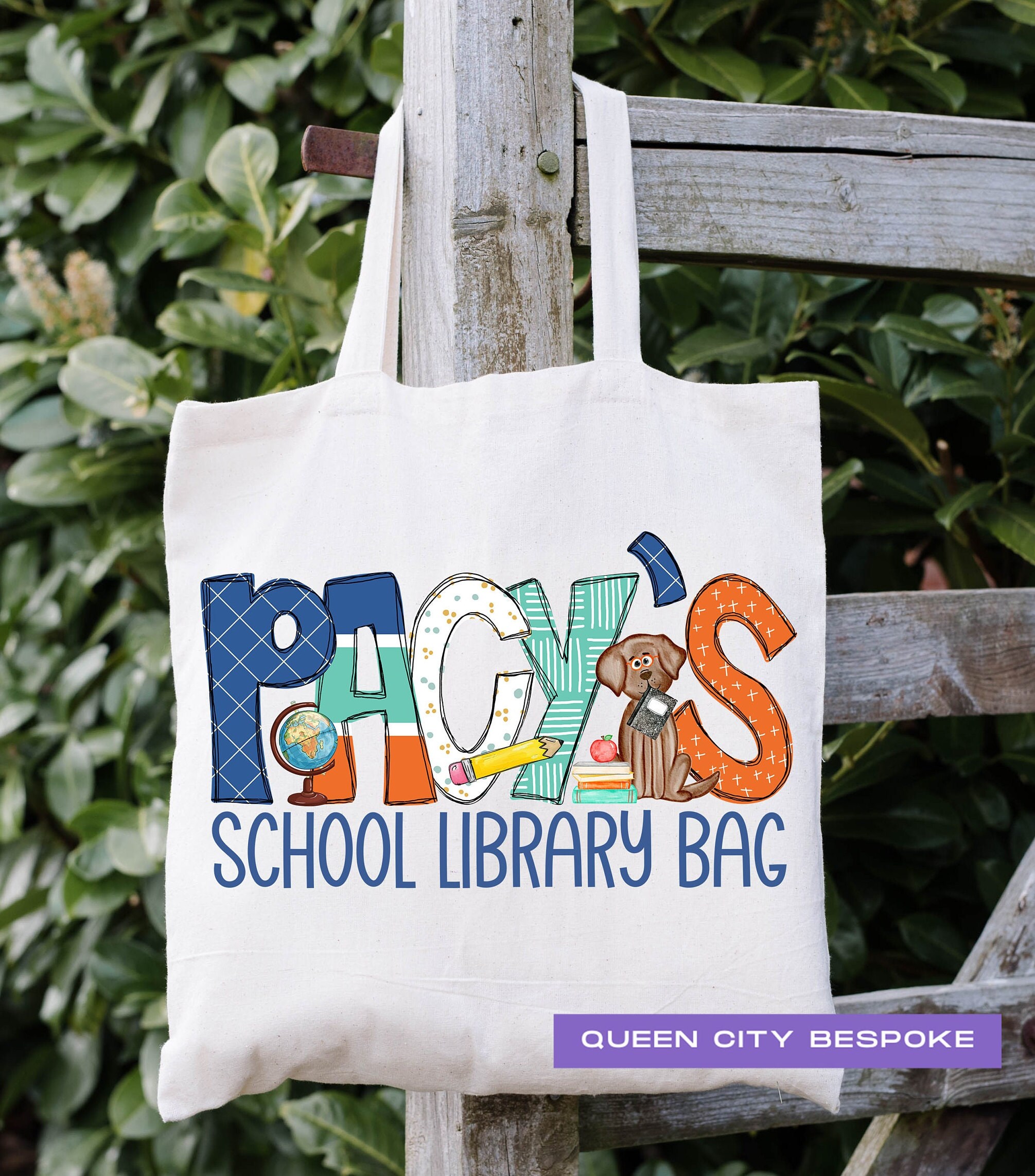 Personalized Kids Library Tote Bag: Back to School Book Bag - Etsy