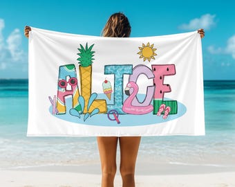 Mädchen Personalisiertes Pool Handtuch: Benutzerdefinierte Name Strand Urlaub Decke
