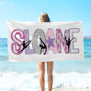 Dance Name Beach Towel, Dance Themed Pool Towel, Personalized Dancer Beach Towel, Dance Name Beach Blanket, Custom Dance Gift
