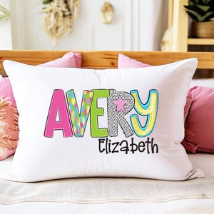 Girls Name Pillowcase, Personalized Pillow, Sleepover Pillowcase, Teen Girl Gift, Colorful Name Pillow, Teen Custom Bedding