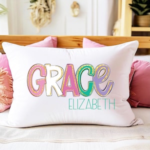 Girls Name Pillowcase, Colorful Name Pillow, Personalized Pillow, Sleepover Pillowcase, Pre-Teen Girl Gift, Teen Custom Bedding