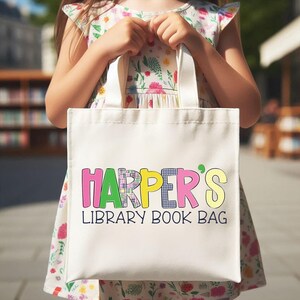 Personalisierte Mädchen Bibliothek Tasche, Kinder Name Schule Tasche, Adrette Mädchen Buch Tasche