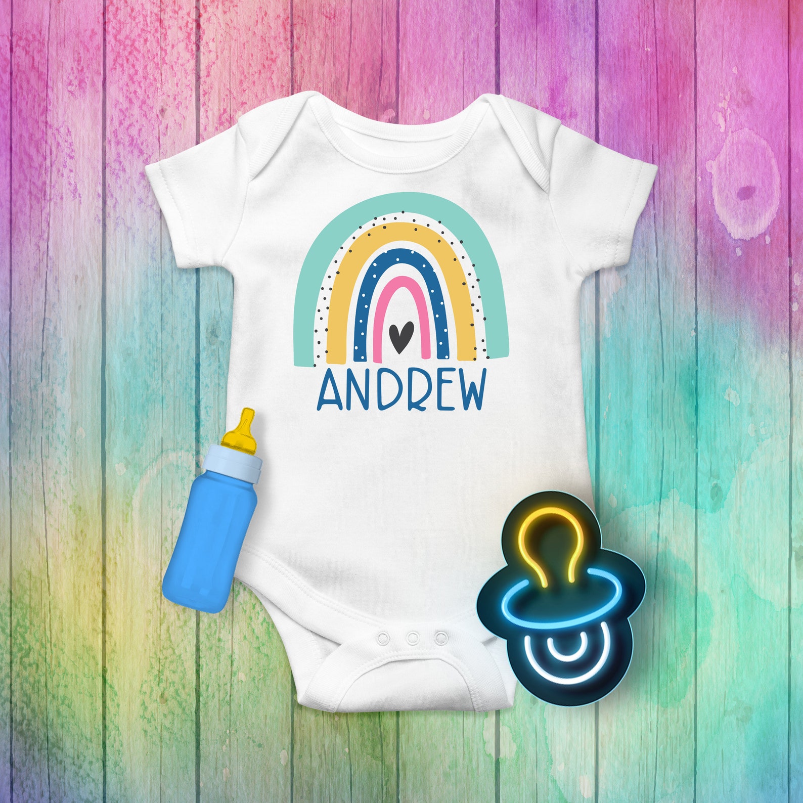Rainbow Baby Boy Onesie Personalized Rainbow Baby Boy Gift Etsy