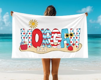 Benutzerdefinierte Name Strandtuch: Personalisierte Kinder Sommer Urlaub Geschenk