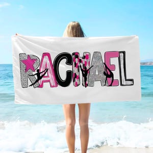 Dance Beach Towel, Personalized Dancer Beach Towel, Dance Themed Pool Towel, Dance Name Beach Blanket, Custom Dancer Gift