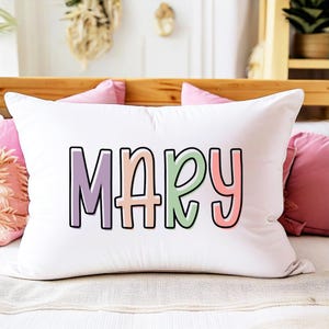 Girl Personalized Pillowcase, Colorful Girls Name Pillow, Personalized Pillow, Sleepover Pillowcase, Pre-Teen Girl Gift, Pastel Color Name
