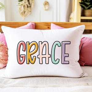 Girl Personalized Pillowcase, Colorful Boho Girls Name Pillow, Personalized Pillow, Sleepover Pillowcase, Pre-Teen Girl Gift