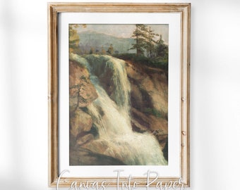 Digital Download | Printable Wall Art | Decor | Vintage Art | Waterfall | Landscape Print | Home Decor | Interior Decor | Art Prints
