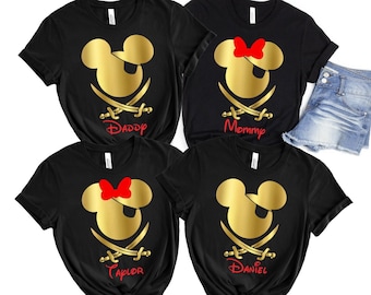 SALE!! Disney Pirate Shirt, Disney Cruise Gold Shirts, Pirate Gold Shirt, Family Matching Tee, Mickey Pirate Night, Disney World Shirts