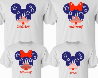 SALE!! July 4th Patriotic Family Mickey Minnie Shirts, Matching Vacation Shirts, Disney Shirts Vacation, Mickey Shirts, America Family Shirt