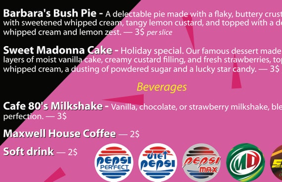CAFE 80's Menu Back to the Future - Etsy