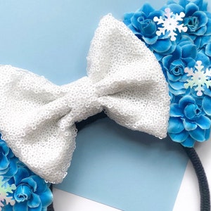 Elsa Floral Ears - Frozen Disney Inspired Mouse Ears - Elsa Mickey Ears - Floral Minnie Ears - Frozen Elsa Gifts - Disney Birthday Gifts