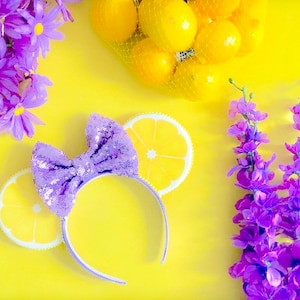 Violet Lemonade Ears | Flower & Garden Mouse Ears | Epcot Disney Ears Headband | Floral Mickey Ears | Flower Crown | Disney Birthday Gifts