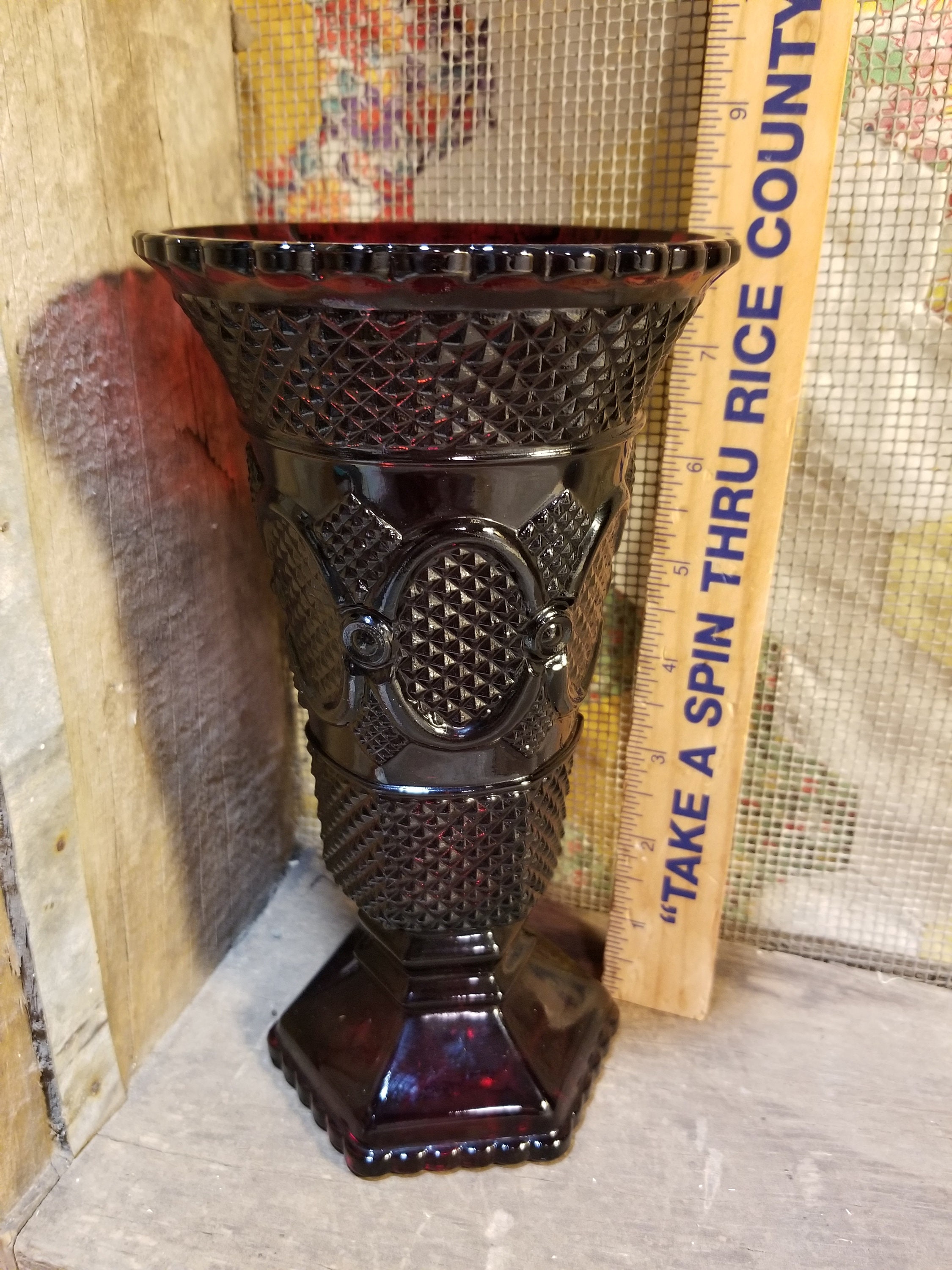 Vintage Vase 1876 Avon Cape Cod Vase Ruby Red Glass Etsy