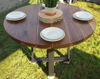 Round Walnut Dining Table