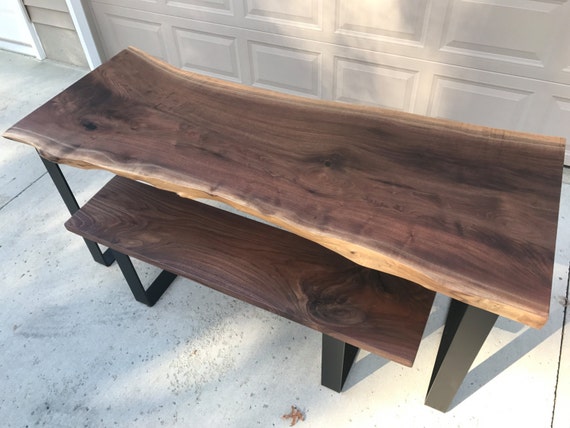 6 Live Edge Walnut Dining Table 4 1 2 Walnut Bench Etsy