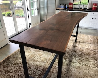 Live Edge Walnut Bar Height Table