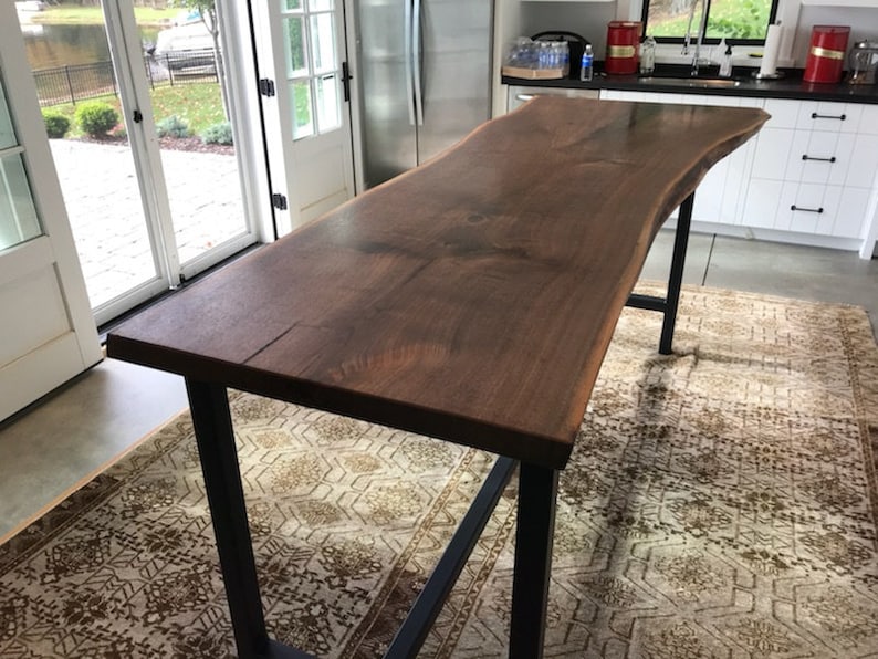 Live Edge Walnut Bar Height Table Etsy