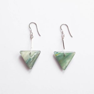 Abstract art earrings, triangle drop earrings, colourful earrings, abstract jewelry, dangle earrings, gift for her, vibrant earrings image 4