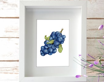 Blueberry Watercolor Print Number Three - 5x7