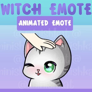 ANIMATED Grey Cat Twitch Emote | Head Pat Emote | Pet The Emote | Pre-Made Emote
