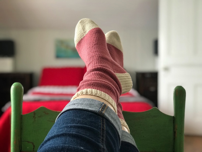 Pima Cotton Socks Hand Knitted Vegan Socks Pink