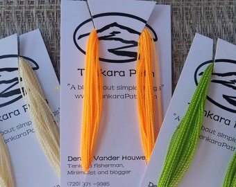 VALUE PACK set of 3 solid Color lines  1 ea. Yellow/ Leaf Green / Tangerine  12' Tenkara level line high visible color.  Braided polyester