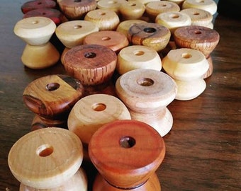 Cherry wood Fly Tying thread and yarn Bobbin Spools. Hand turned wood spools fly tying accessories 3 pack and 5 pack