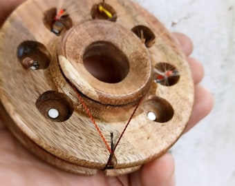 Hand Turned Tenkara Line Spool: Magnetic Fly Holder with Center Line Lock