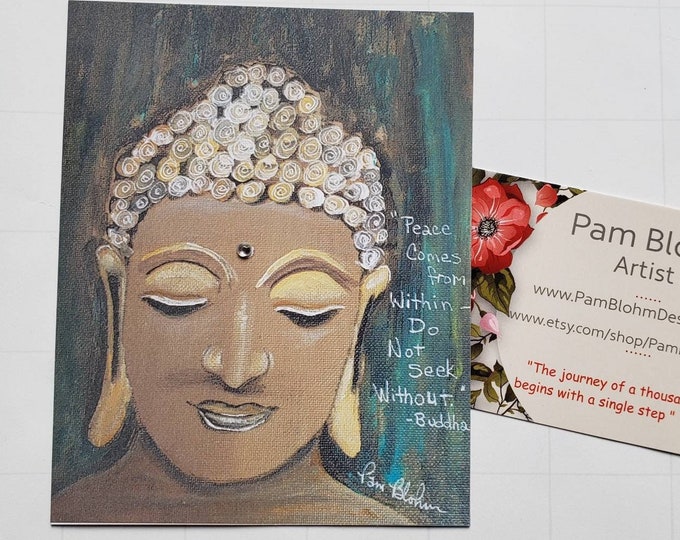 Buddha Head Fridge magnet - Buddha Head  Motivational small art gift idea - 3.5"x4.25"- ZEN gift idea