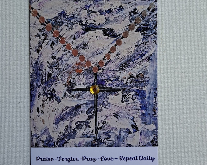 RELIGIOUS Cross Fridge MAGNET  " Praise-Forgive-Pray- Love- Repeat daily " - motivational small art gift idea-3.5"x4.5" Acrylic reinstone