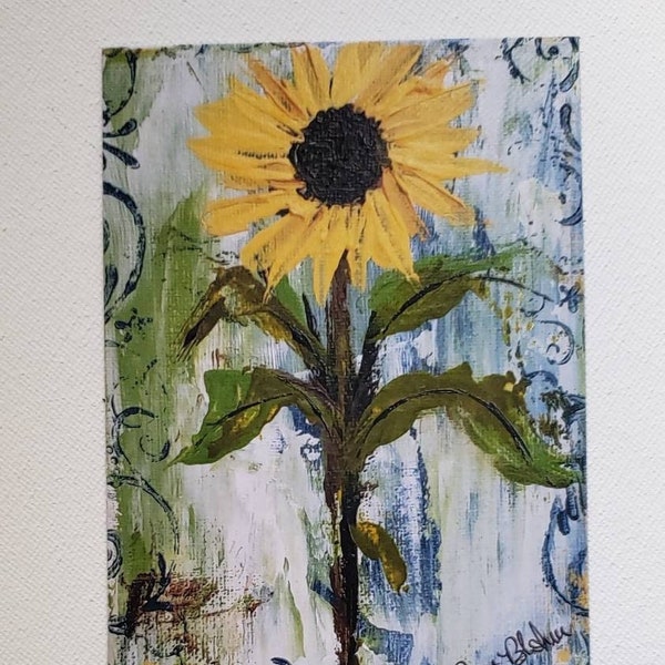 Sunflower Fridge Magnet- Sunflower Artist  Magnet-small gift idea under 10 - 3.5x4.75 inch Flower magnet
