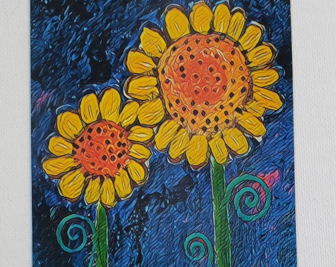 Sunflower Fridge Magnet- Abstract Sunflower artwork Printed Magnet-Small gift Idea under 10- 3.5x4.25 " kitchen Decor