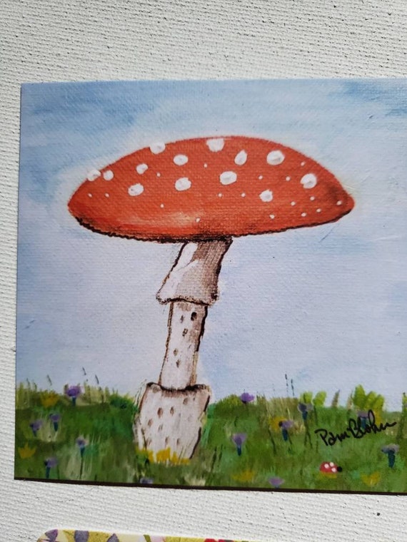 Fridge Magnet - Orange cap mushroom-3.5x3.5 inch Kitchen Small art magnet- Small gift idea under 10- Mushroom lover gift-Fungi Magnet
