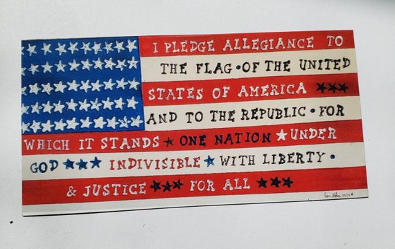 American Flag Fridge Magnet-Pledge of Allegiance Artist Magnet- Small gift under 10 - military gift idea- 2.5x5"