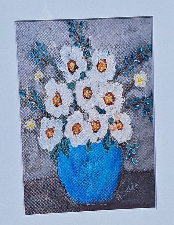 Artist PRINT "Vintage Bouquet " white matted to 8x10 frame size- Flower artwork Print