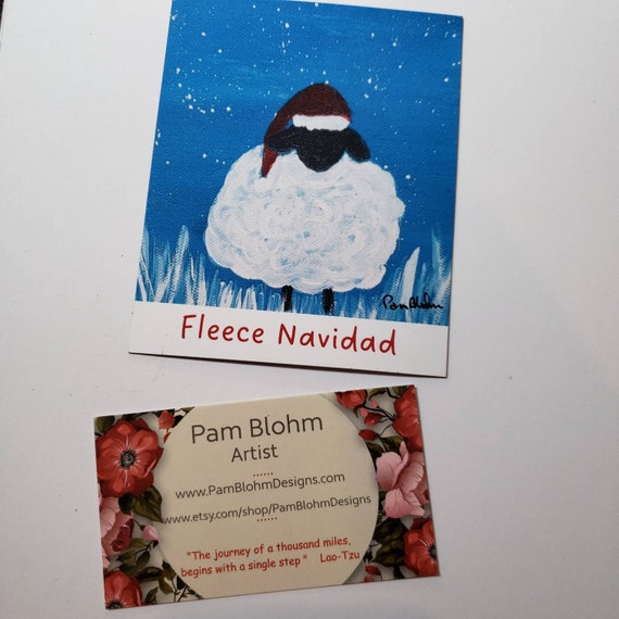 Santa Sheep Fridge Magnet " Fleece Navidad" - Whimsical Sheep Christmas Decor-holiday Stocking Stuffer - small gift under 10- 3.25x4"