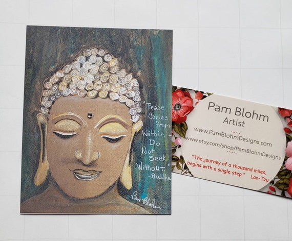 Buddha Head Fridge magnet - Buddha Head Motivational small art gift idea - 3.5"x4.25"- ZEN gift idea