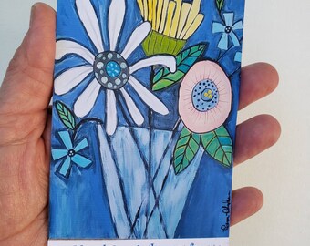 Abstract Flower Fridge Magnet "Wild and Free is the way for me" - 3.25 x 5 " -small gift idea under 10