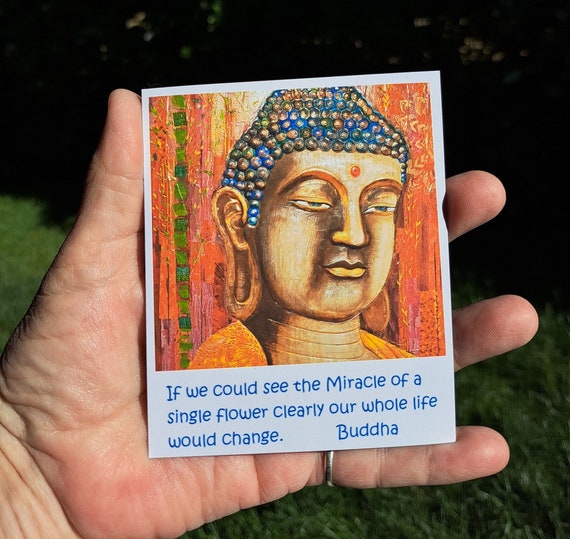 Buddha Magnet " If you could see the Miracle in a Single Flower" Quote - 3.75"x4.25" Refrigerator Art