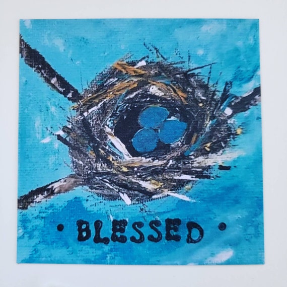 Nest Fridge Magnet-3 egg nest art Magnet kitchen decor 3.5x3.5"
