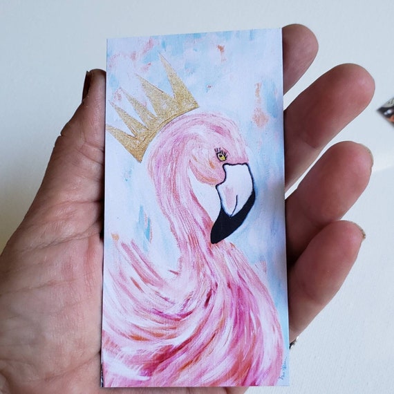 Flamingo with Gold Crown Fridge Magnet- Flamingo Spirit Animal - Zoo Theme Magnet -2.75x5.5 inches
