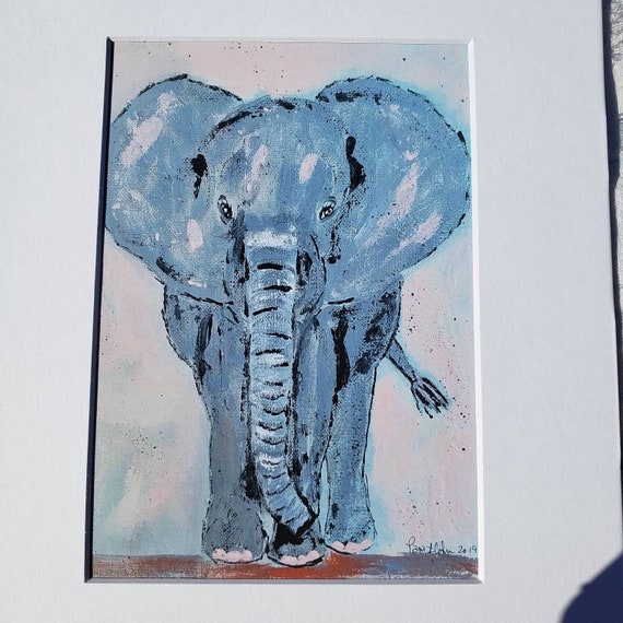 Elephant PRINT "Dancing Elephant" - Gray and Pink Home Decor -White 8x10 Mat -Zoo theme Nursery Wall art - Elephant Spirit animal