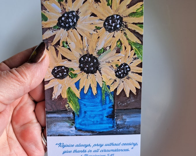 Sunflower MAGNET "Pray Without Ceasing " Bible Verse  kitchen decor - gift idea under 10- Birthday gift idea - original flower magnet