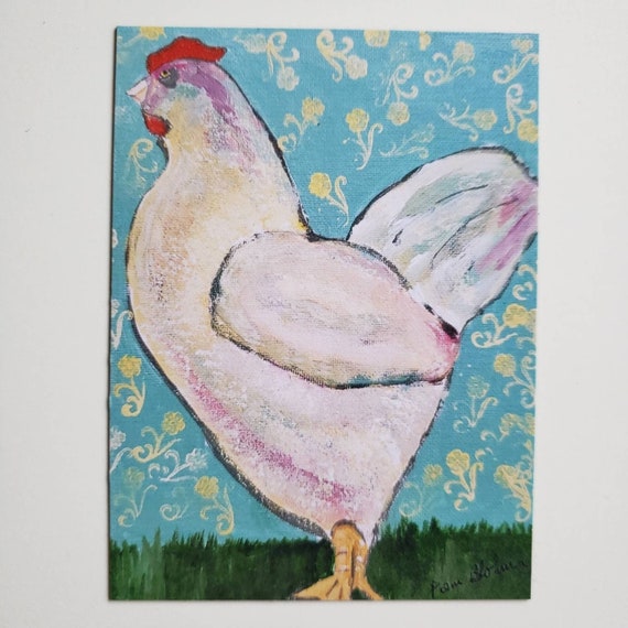 Chicken Kitchen Magnet - Kitchen Fridge Magnet - Chicken Home Decor- Boho Vibe Chicken art-small art gift idea - 3.5x4.75 inch