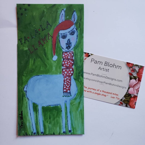Artist Llama Magnet "FaLaLaLlama" Holiday Decor for Home or Office - Farm animal Christmas Magnet- 3x 5.75 inches
